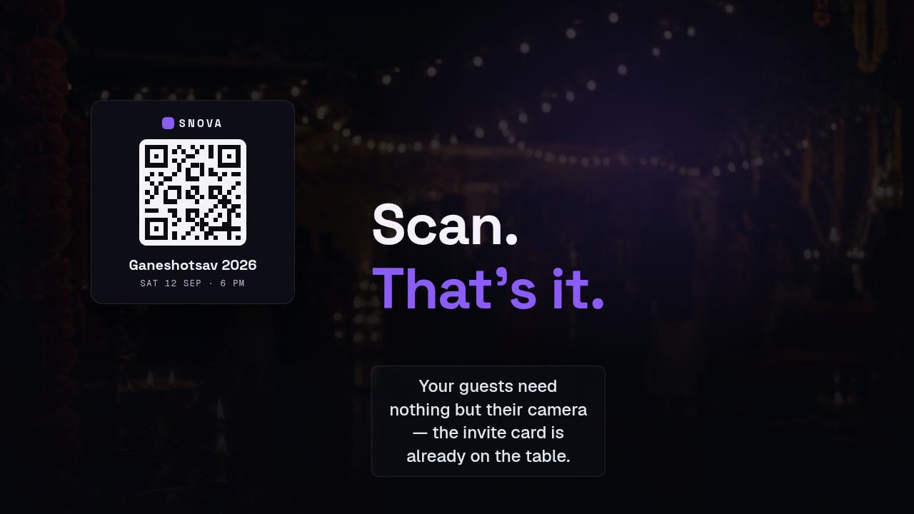 Still from the video: Guests: scan, shoot, share